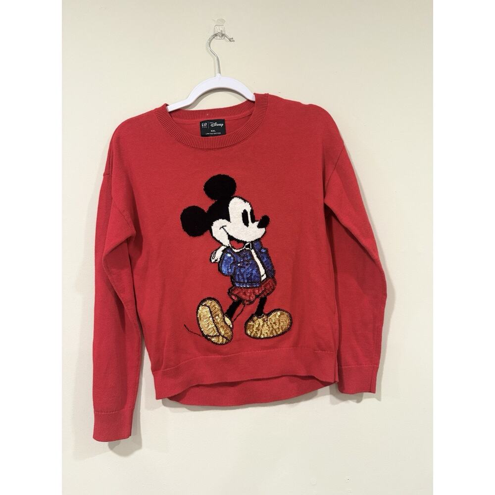 NWOT Gap Kids Disney Mickey Mouse Red Sequin Sweater Limited Edition xXl 2311